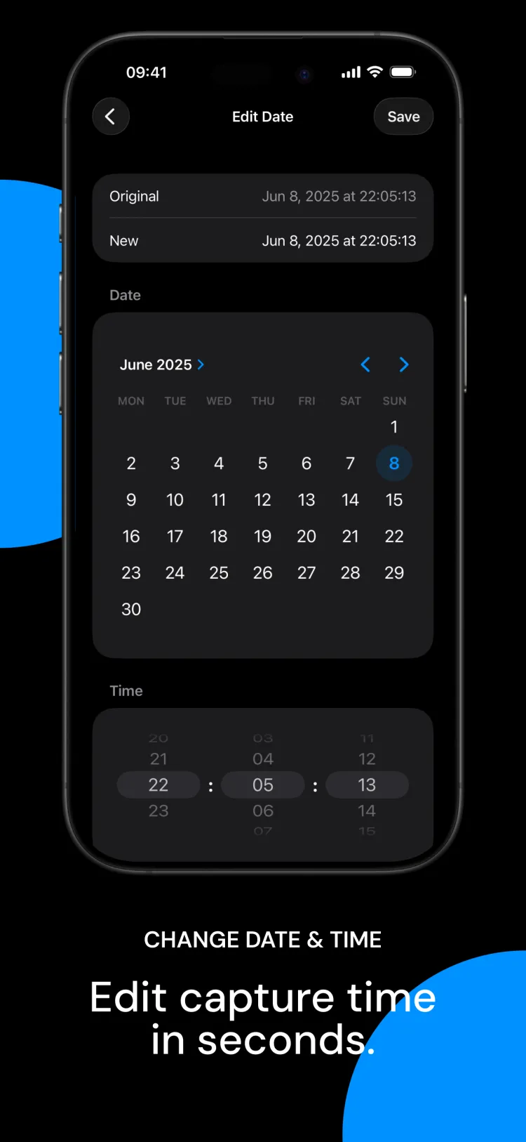 Date and time editor